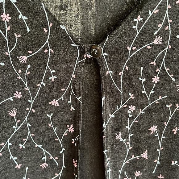 ❤️Floral Vine Print Open Front Short Sleeve Black Shrug or Cardigan-6 or 8P - Picture 5 of 14